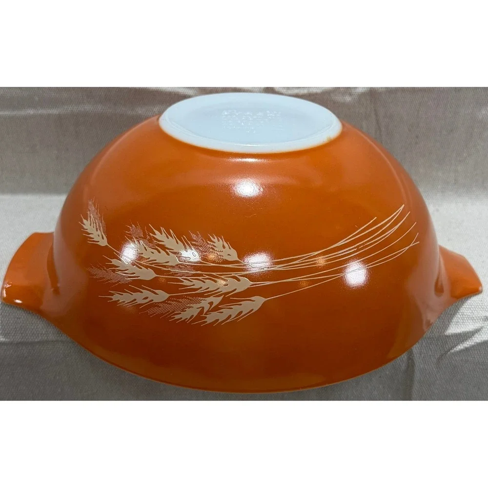 Vintage Pyrex Autumn Harvest Orange Wheat Cinderella Mixing Bowl 2.5 Qt 443